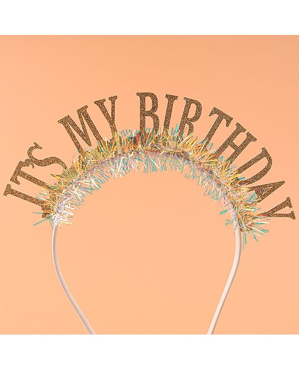 Babyhug Free Size Hair Band With Its My Birthday Applique - Silver