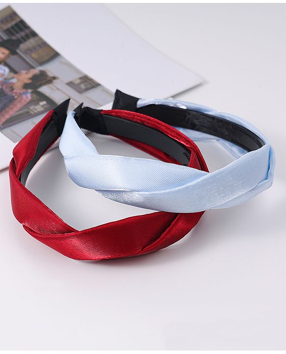 Pine Kids Free Size Hair Bands With Braids Detailing Pack Of 2 - Red & White