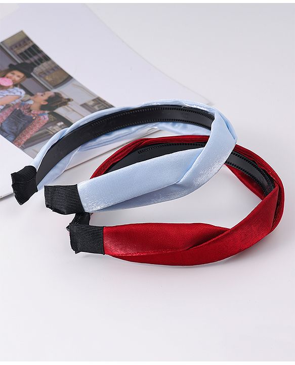 Pine Kids Free Size Hair Bands With Braids Detailing Pack Of 2 - Red & White