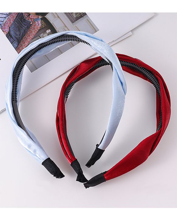 Pine Kids Free Size Hair Bands With Braids Detailing Pack Of 2 - Red & White