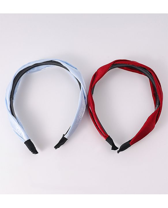 Pine Kids Free Size Hair Bands With Braids Detailing Pack Of 2 - Red & White