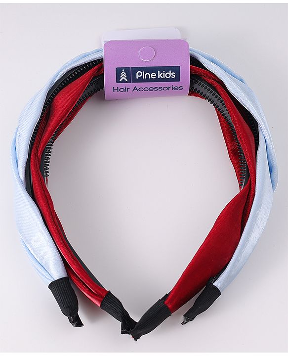 Pine Kids Free Size Hair Bands With Braids Detailing Pack Of 2 - Red & White