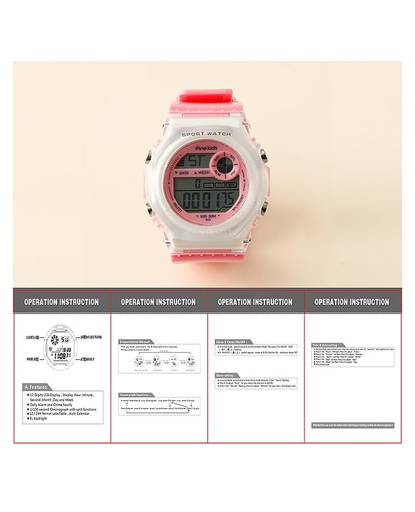 Pine Kids Digital Watch - Pink