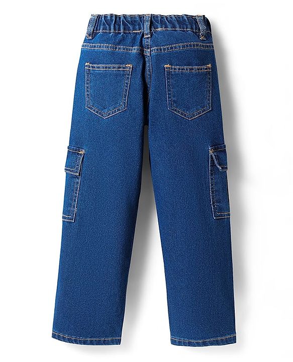 Pine Kids Denim Woven Full Length Jeans with Venice Beach Text Print - Navy Blue