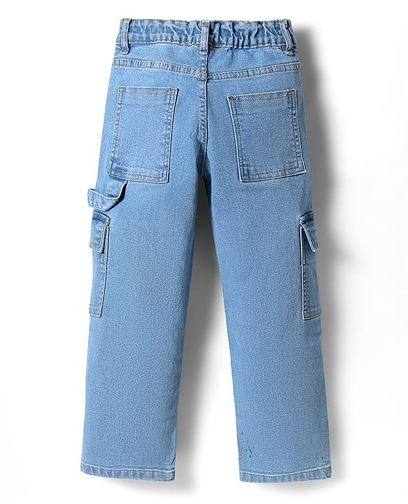 Pine Kids Denim Woven Full Length Washed Jeans with Pockets - Light Blue