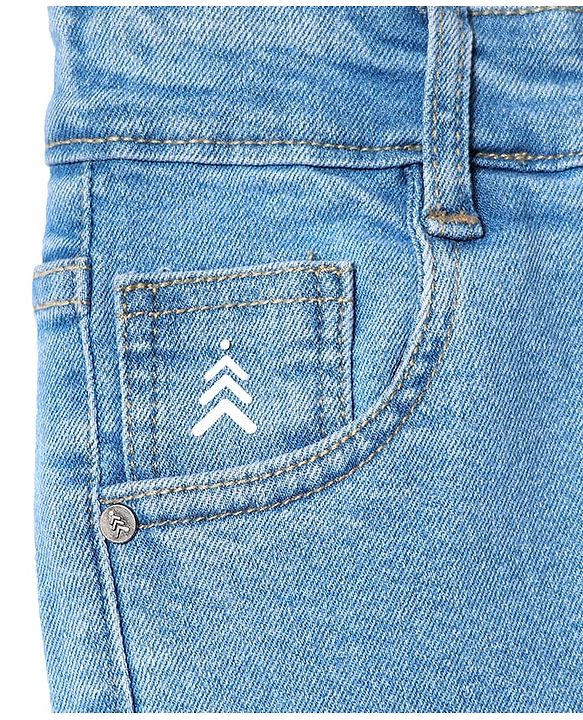 Pine Kids Denim Woven Full Length Washed Jeans with Pockets - Light Blue
