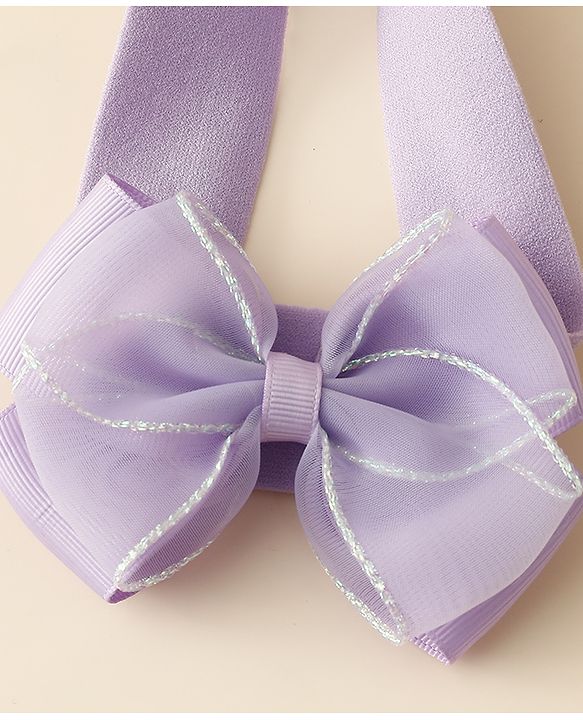Babyhug Free Size Headbands With Floral & Bow Applique Pack Of 2 - Purple & Pink