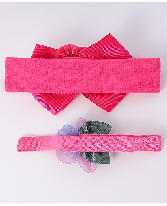 Babyhug Free Size Headbands With Floral Applique Pack Of 2 - Fuchsia