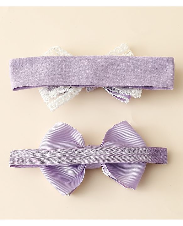 Babyhug Free Size Headbands With Bow Applique Pack Of 2 - Purple