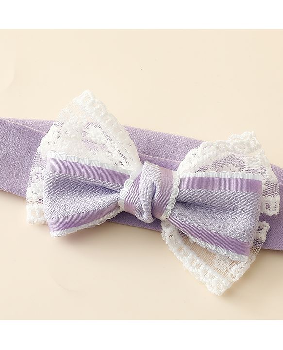 Babyhug Free Size Headbands With Bow Applique Pack Of 2 - Purple