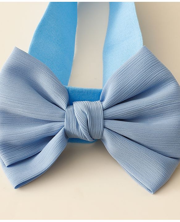 Babyhug Free Size Headbands With Floral & Bow Applique Pack Of 2 - Blue & Beige