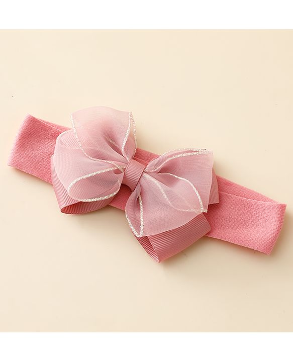 Babyhug Free Size Headbands With Floral & Bow Applique Pack Of 2 - Pink