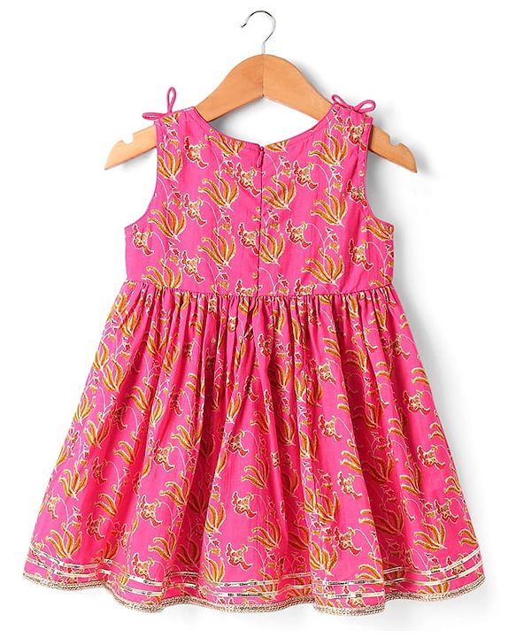 Babyhug Cotton Woven Sleeveless Floral Printed Kurti & Gharara Set with Dupatta - Dark Pink