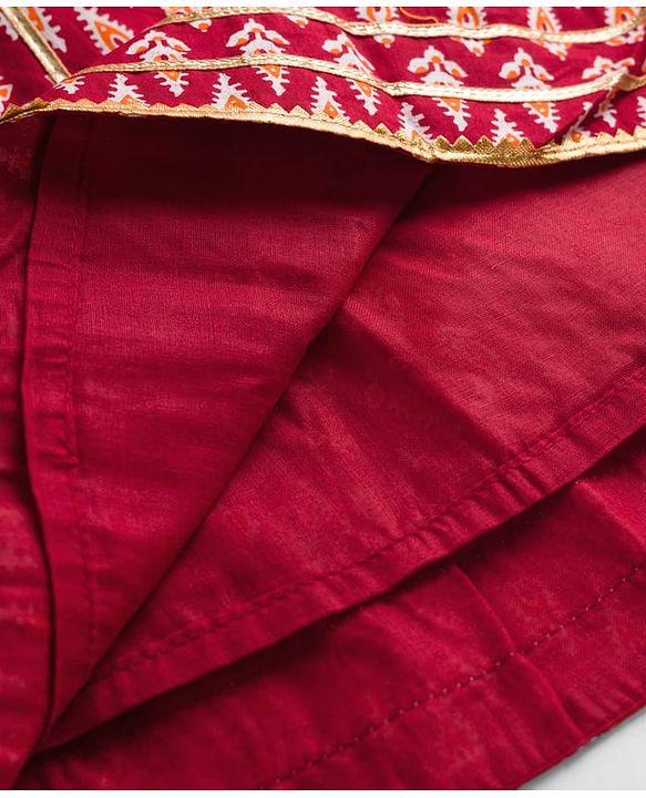 Babyhug Cotton Woven Sleeveless Ethnic Dress with Floral Print - Maroon