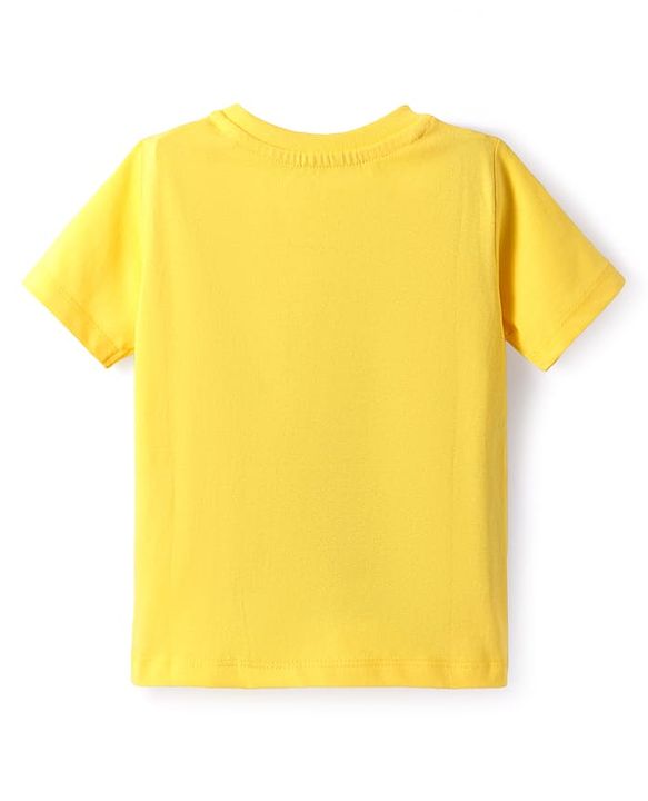 Babyhug 100% Cotton Knit Half Sleeves T-Shirt Animal Print - Yellow