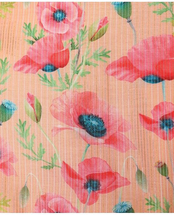 Babyhug Woven Sleeveless Indo Western Set with Floral Print & Sequin Detailing - Peach