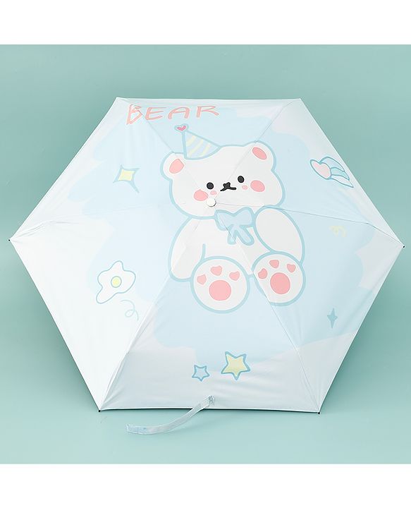 Babyhug Teddy Bear Printed Umbrella - Light Blue