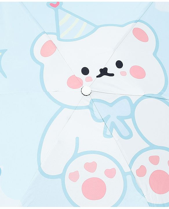 Babyhug Teddy Bear Printed Umbrella - Light Blue