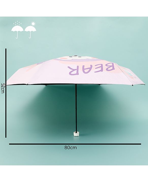 Babyhug Teddy Bear Printed Umbrella - Light Pink