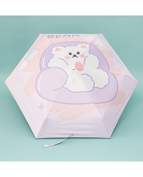 Babyhug Teddy Bear Printed Umbrella - Light Pink