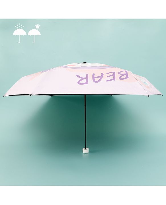 Babyhug Teddy Bear Printed Umbrella - Light Pink