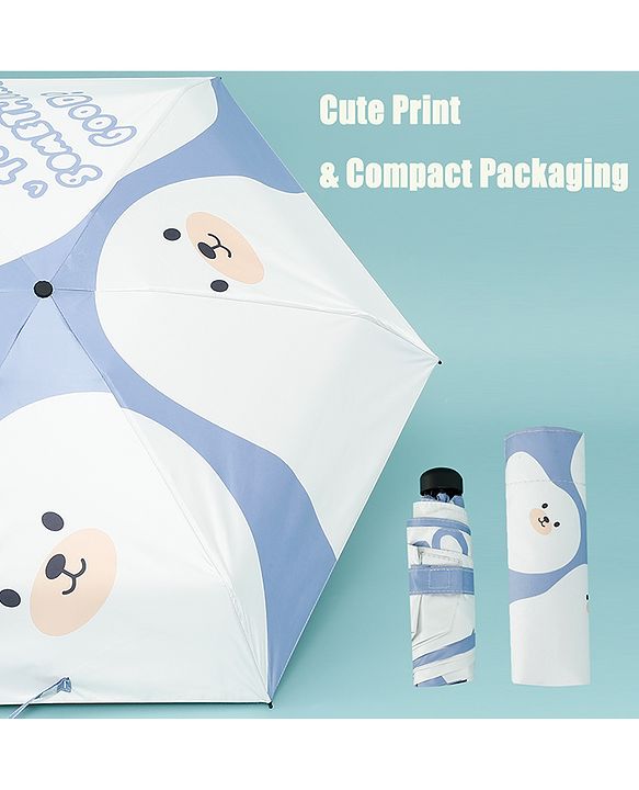 Babyhug Kids Umbrella with Bear Print - Light Blue