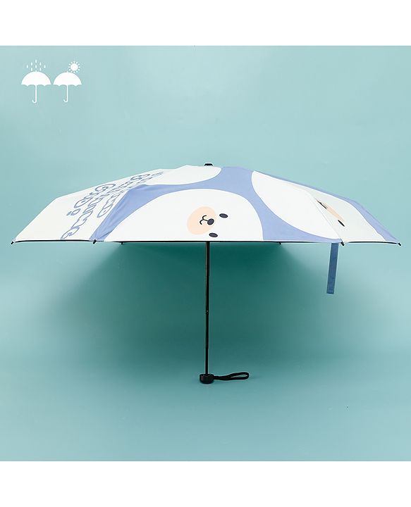 Babyhug Kids Umbrella with Bear Print - Light Blue