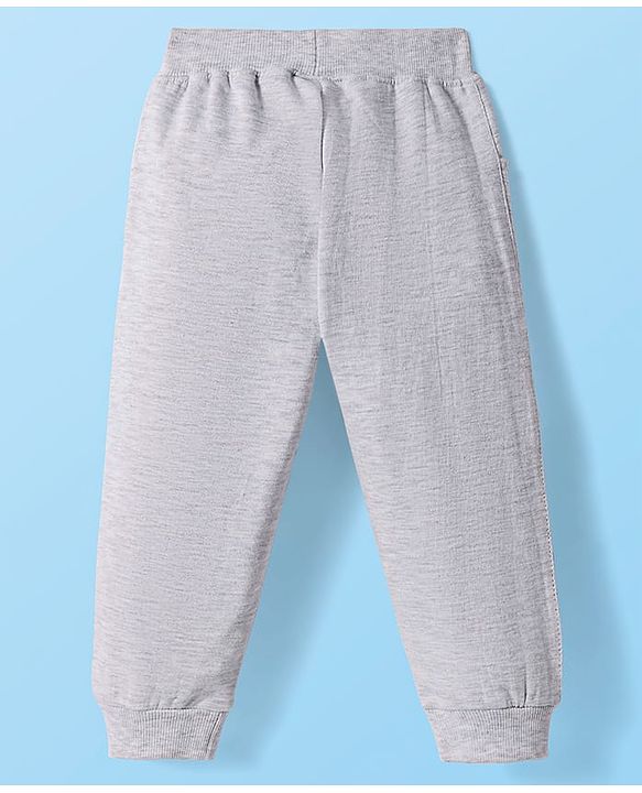 Babyhug Terry Knit Full Length Lounge Pants With Game Text Print -  Grey