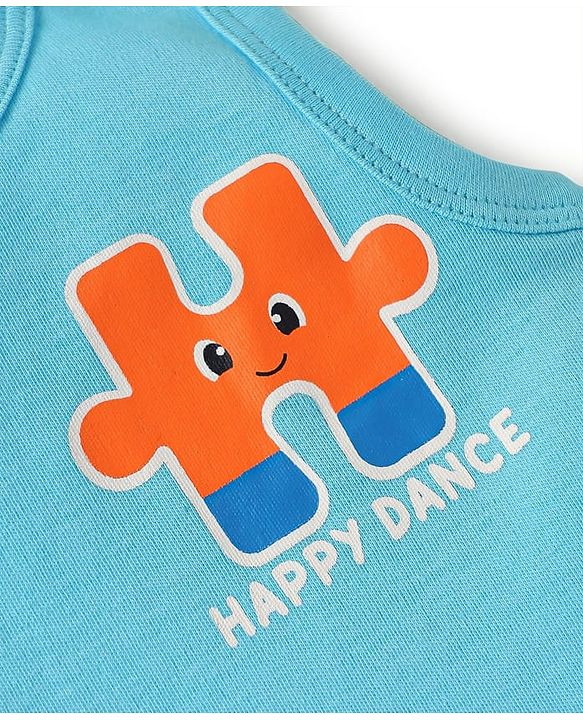 Babyhug 100% Cotton Knit Sleeveless Onesies with Alphabet Print & Stripes Pack of 3 - Light Green & Blue