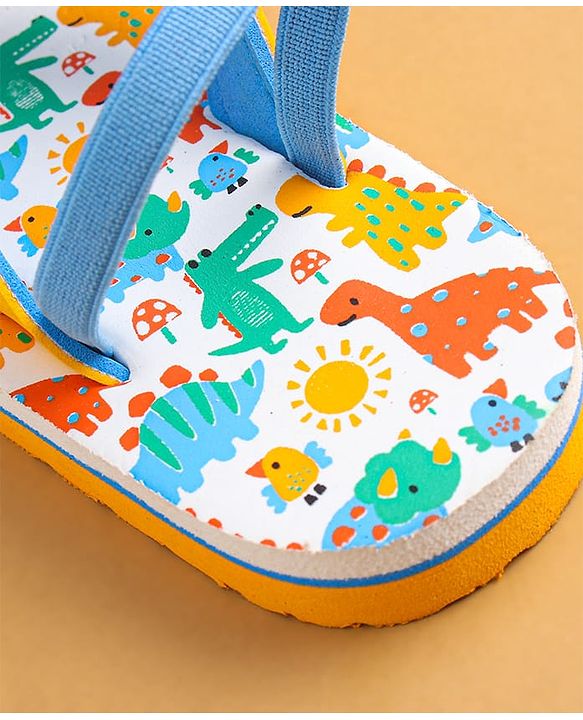 Cute Walk by Babyhug Flip Flops with Dino Print & Back Strap Closure - Yellow