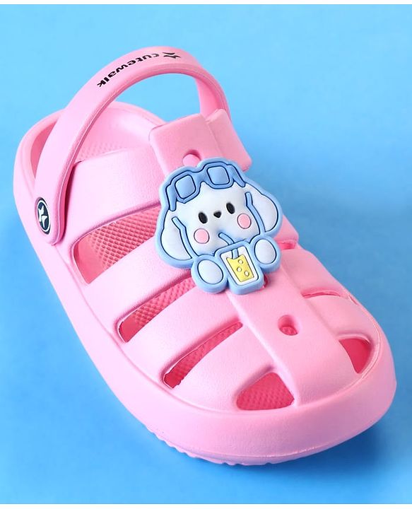Cute Walk by Babyhug Clogs with Backstrap Closure & Bunny Applique - Pink