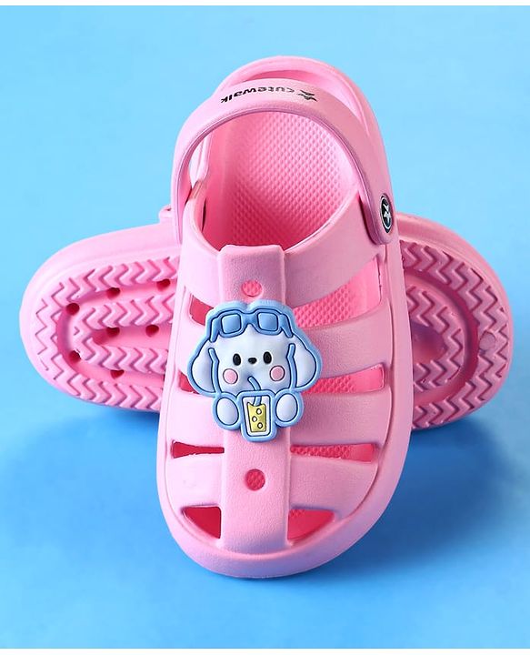 Cute Walk by Babyhug Clogs with Backstrap Closure & Bunny Applique - Pink