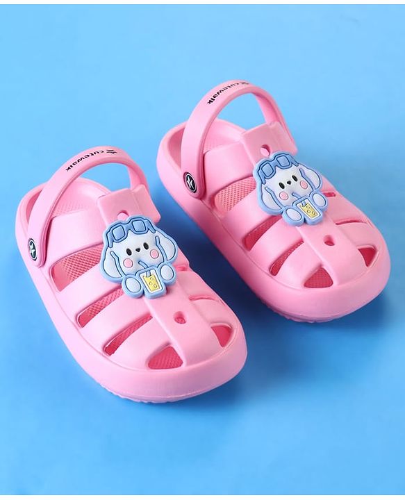 Cute Walk by Babyhug Clogs with Backstrap Closure & Bunny Applique - Pink