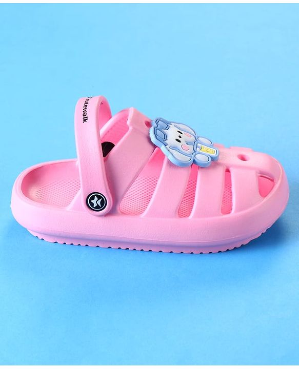 Cute Walk by Babyhug Clogs with Backstrap Closure & Bunny Applique - Pink