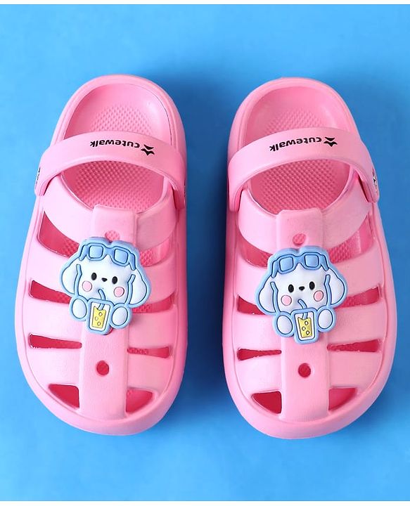 Cute Walk by Babyhug Clogs with Backstrap Closure & Bunny Applique - Pink