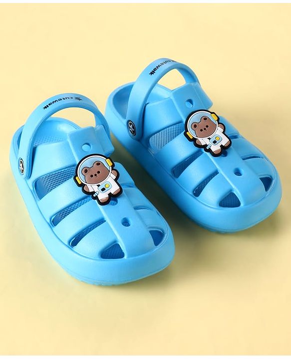 Cute Walk by Babyhug Clogs with Backstrap Closure & Teddy Bear Applique - Blue