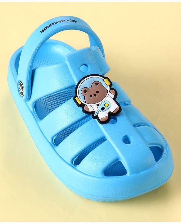 Cute Walk by Babyhug Clogs with Backstrap Closure & Teddy Bear Applique - Blue