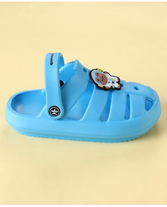 Cute Walk by Babyhug Clogs with Backstrap Closure & Teddy Bear Applique - Blue