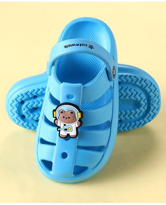 Cute Walk by Babyhug Clogs with Backstrap Closure & Teddy Bear Applique - Blue