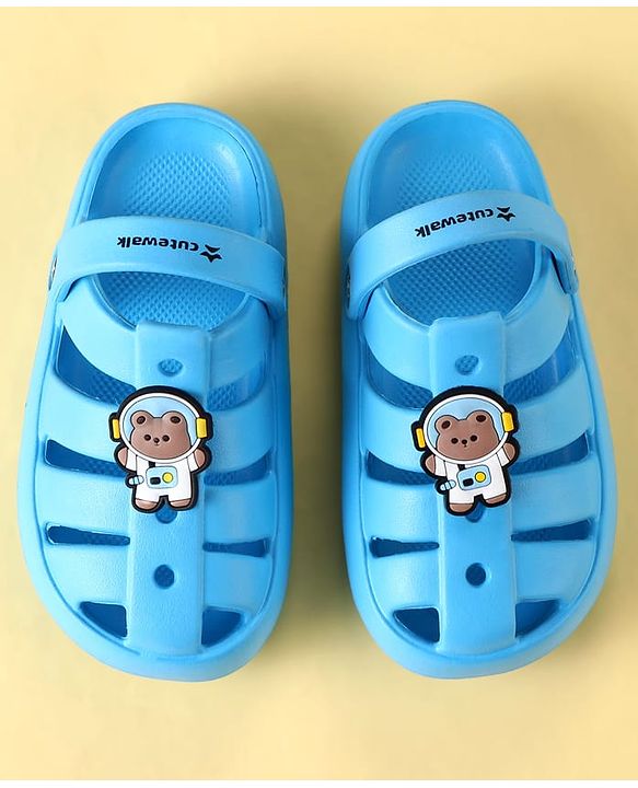 Cute Walk by Babyhug Clogs with Backstrap Closure & Teddy Bear Applique - Blue
