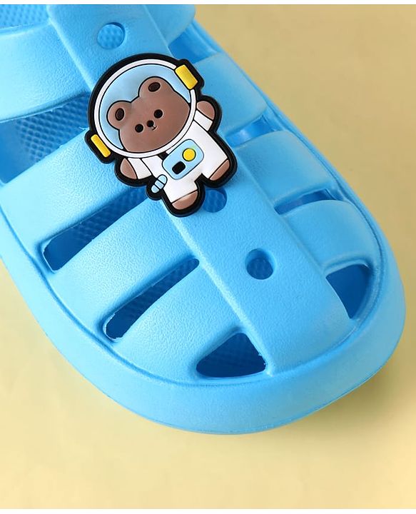 Cute Walk by Babyhug Clogs with Backstrap Closure & Teddy Bear Applique - Blue