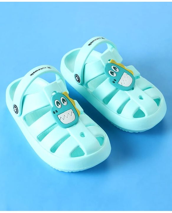 Cute Walk by Babyhug Clogs with Backstrap Closure & Dino Applique -  Mint