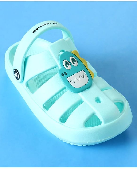 Cute Walk by Babyhug Clogs with Backstrap Closure & Dino Applique -  Mint