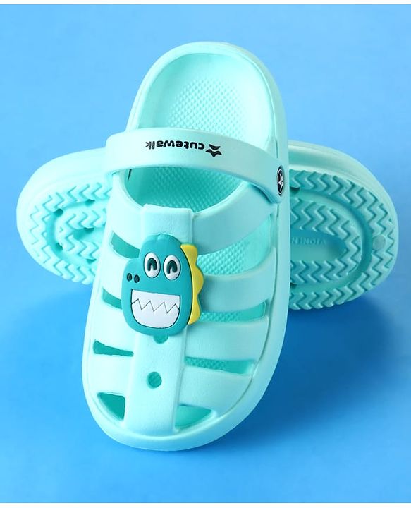 Cute Walk by Babyhug Clogs with Backstrap Closure & Dino Applique -  Mint