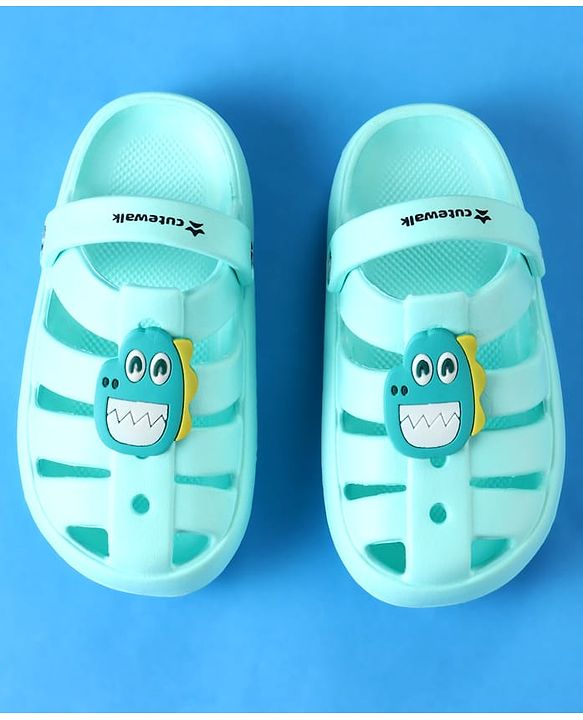 Cute Walk by Babyhug Clogs with Backstrap Closure & Dino Applique -  Mint