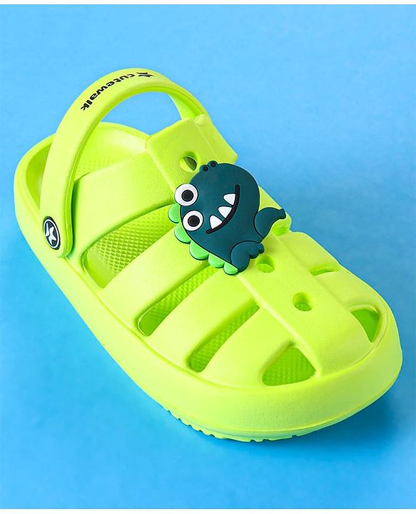 Cute Walk by Babyhug Clogs with Backstrap Closure & Dino Applique -  Limegreen