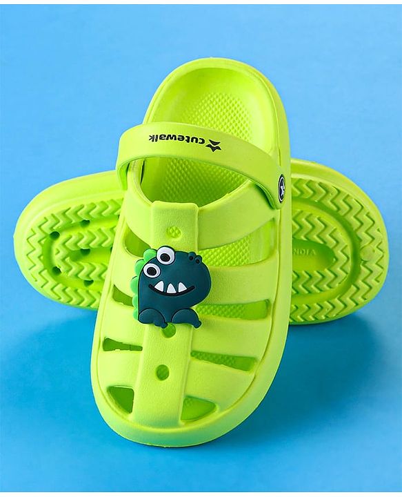 Cute Walk by Babyhug Clogs with Backstrap Closure & Dino Applique -  Limegreen
