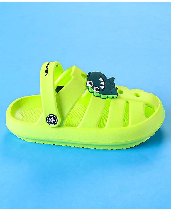 Cute Walk by Babyhug Clogs with Backstrap Closure & Dino Applique -  Limegreen