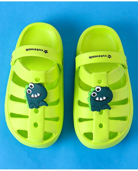 Cute Walk by Babyhug Clogs with Backstrap Closure & Dino Applique -  Limegreen