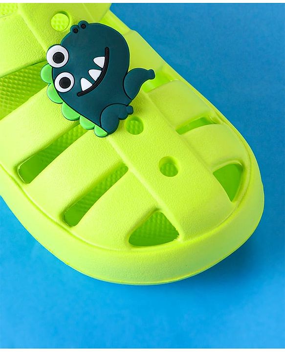 Cute Walk by Babyhug Clogs with Backstrap Closure & Dino Applique -  Limegreen